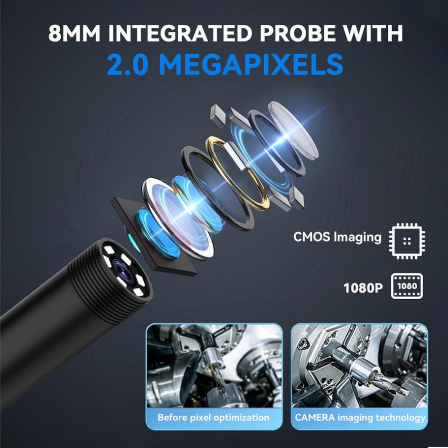 Endoscpio multiconector HD para iPhone, iPad, Android e PC