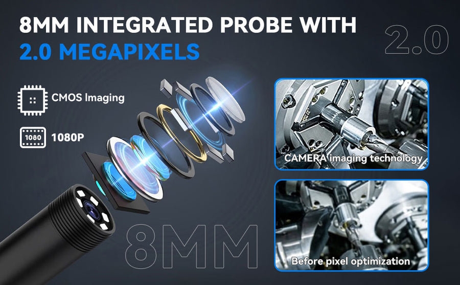 Endoscpio multiconector HD para iPhone, iPad, Android e PC