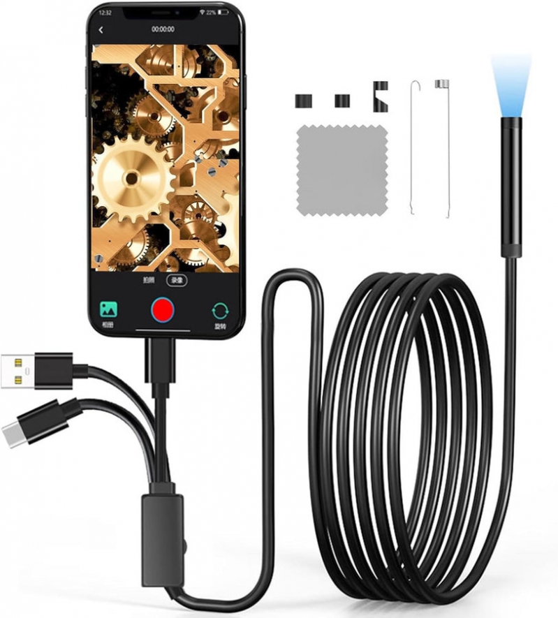 Endoscpio multiconector HD para iPhone, iPad, Android e PC